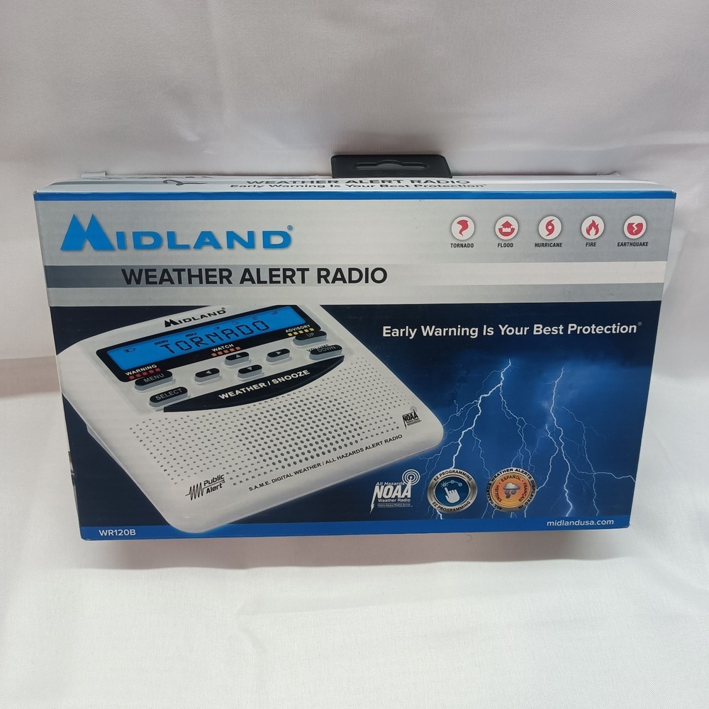 Midland Weather Alert (NOAA) Radio Model WR120B - White NIB